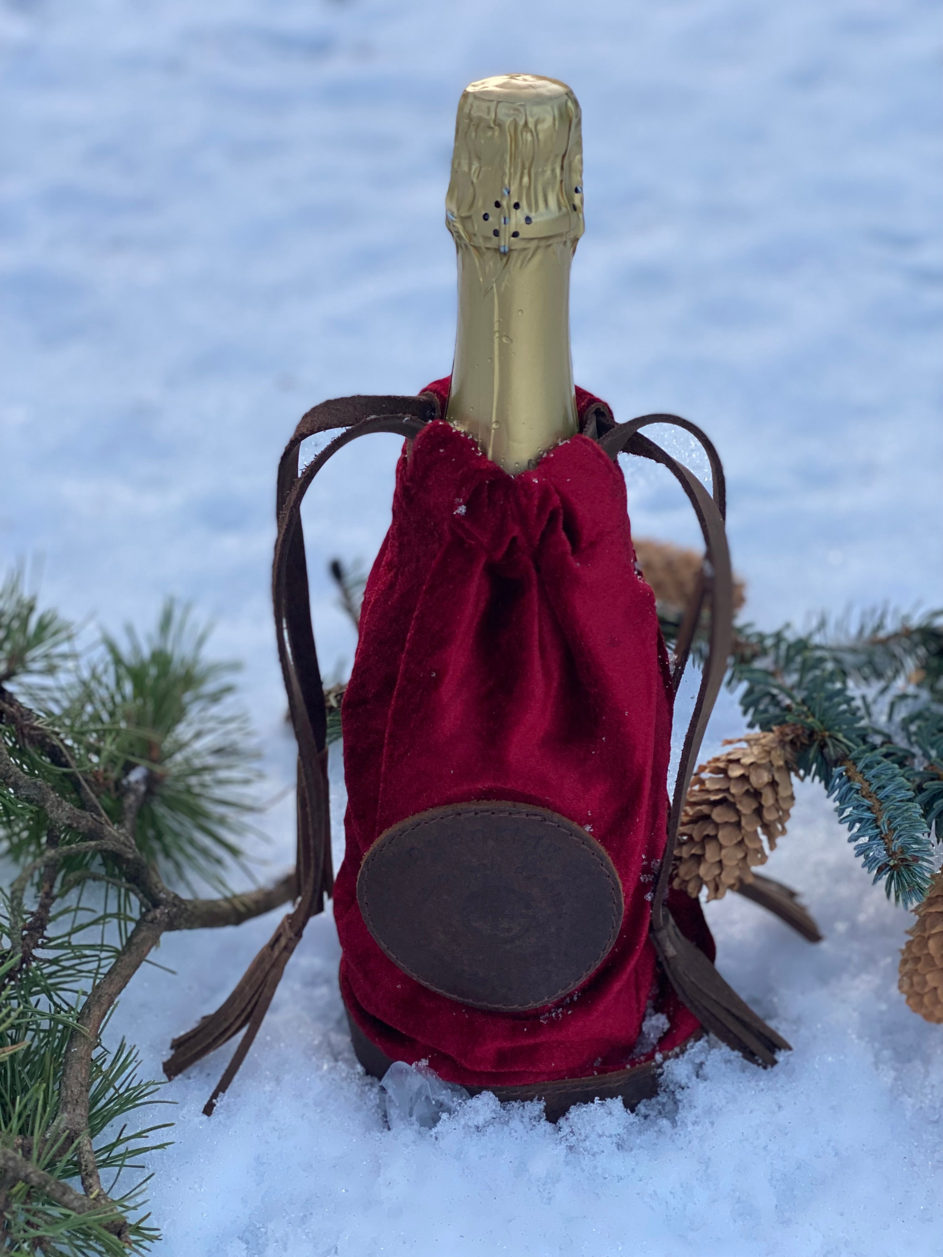 Velvet bottle bag dyp rød