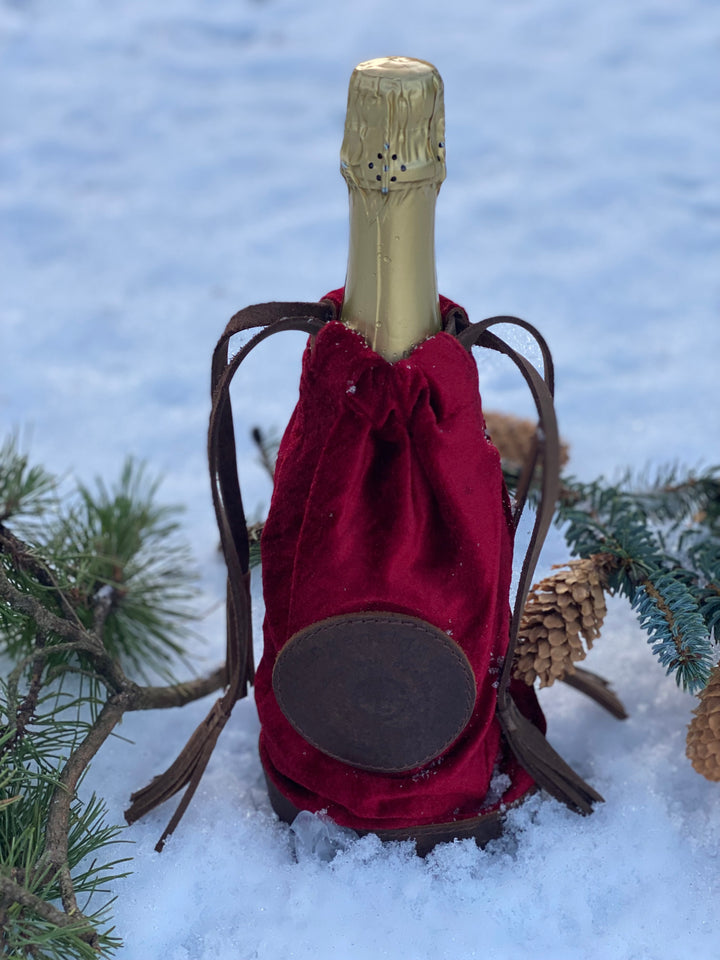 Velvet bottle bag dyp rød