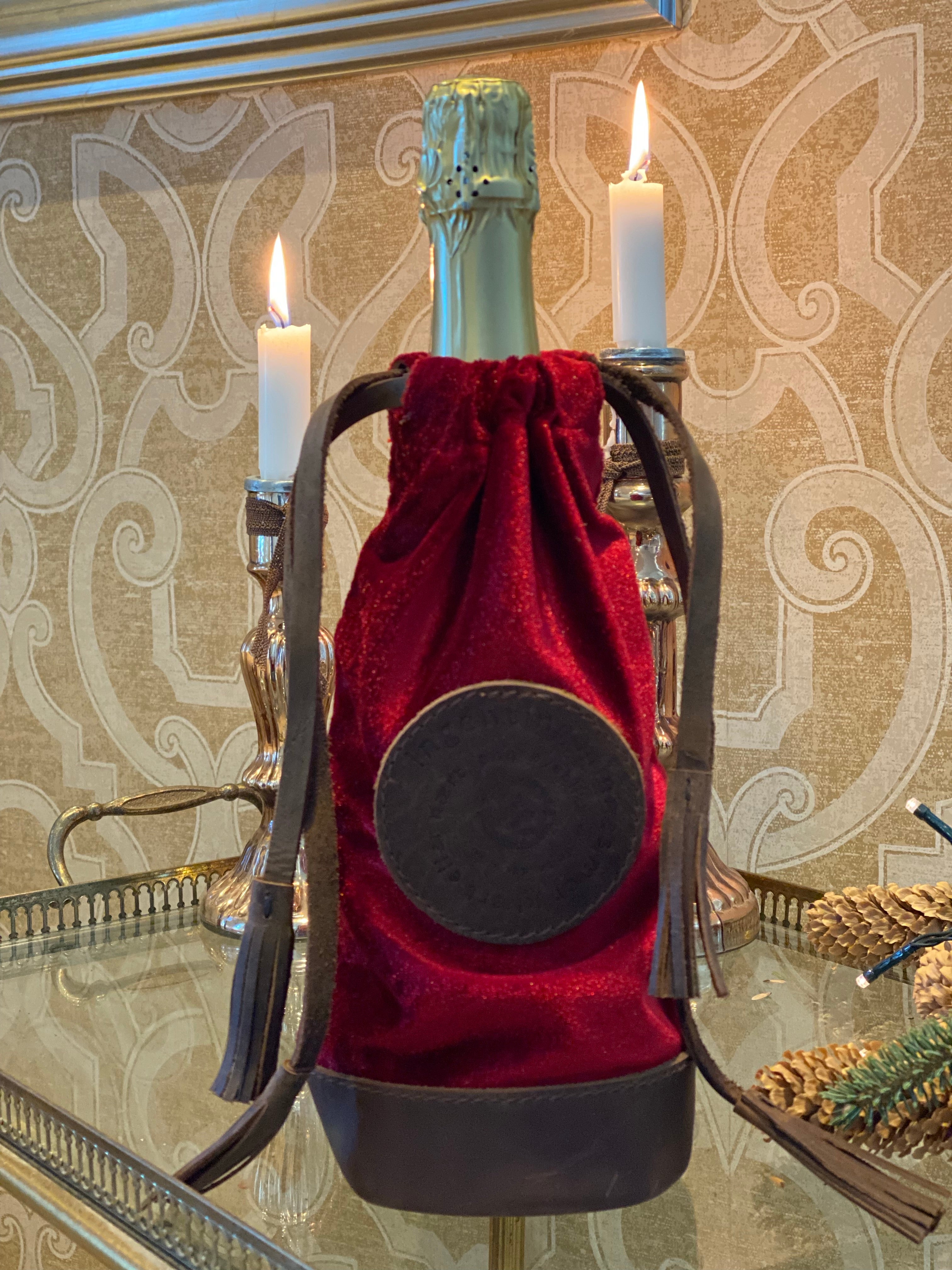 Velvet bottle bag dyp rød