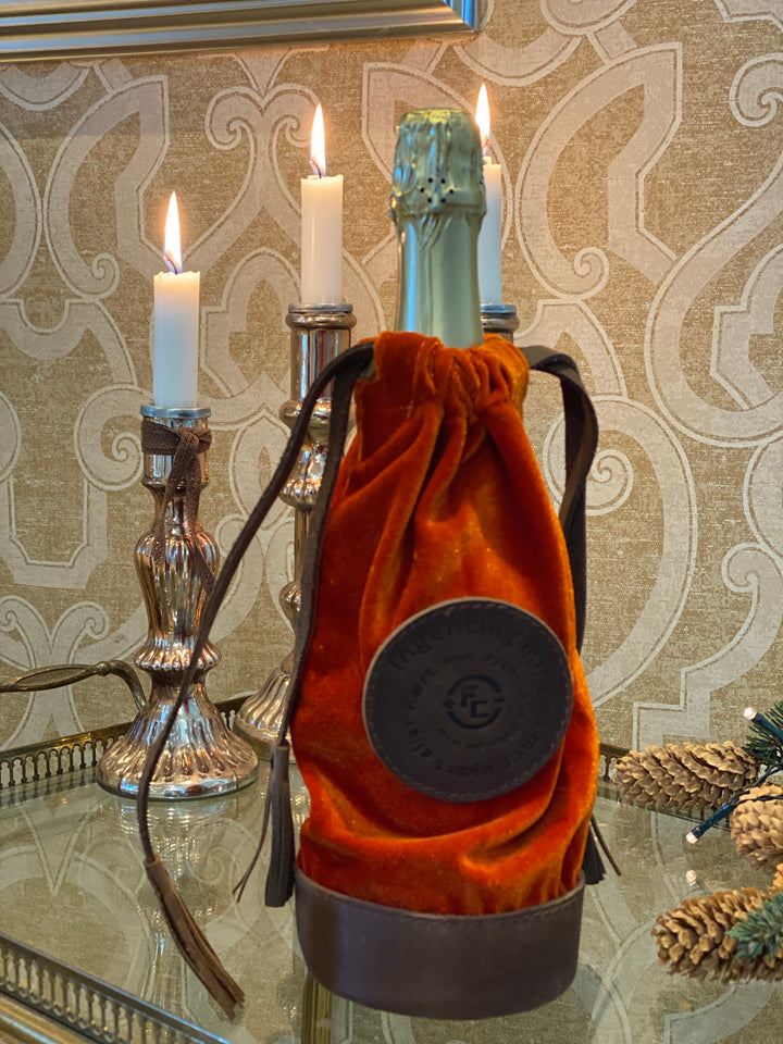 Velvet bottle bag dyp orange